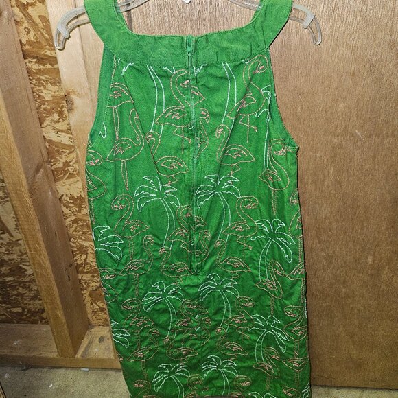Gymboree Size 8 Sun Dress - Green Flamingos and Palms - Picture 2 of 4